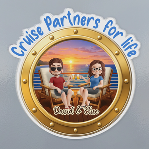 Custom Cruise Ship Door Magnet - Personalized Summer Vacation And Travel Gifts For Husband And Wife, Him And Her - Sailing Into The Ocean Together