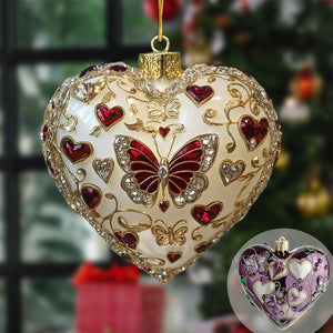 Butterfly Heart Acrylic Christmas Ornament-Gifts For Friends, Xmas Gift For Her