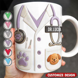Medical Professional Design With Stethoscope And Dog Cat - Personalized Coffee Mug - Gift For Veterinarians