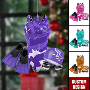 Personalized Swimming Christmas Ornament - Gift For Ocean Lover, Swim Team Keepsake