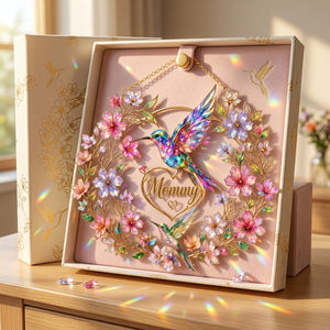 Personalized Hummingbird Suncatcher - Gift For Mom Grandma