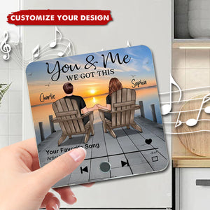 Romantic Couple Hand-in-Hand Personalized Music Fridge Magnet - Personalized Anniversary & Valentine's Gift for Couples