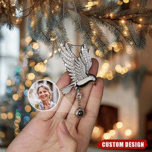 Personalized Photo Hummingbird Projection Memorial Ornament