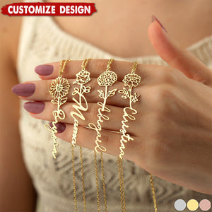 Graduation Gift - Personalized Flower Name Necklace