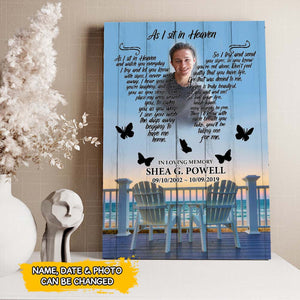 Personalized Sympathy Gift As I Sit In Heaven Rememberance Butterfly Vertical Poster