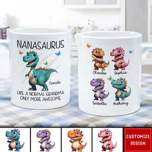 Grandmasaurus Cute 3D Effect Dinosaurs Personalized Mug - Gift For Mom,Grandma