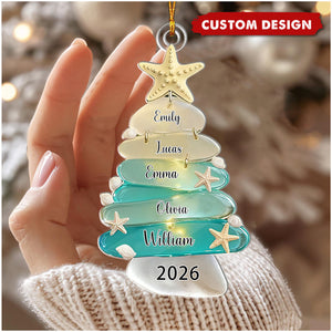 Personalized Family Sea Glass Acrylic Ornament - Family Christmas Gift