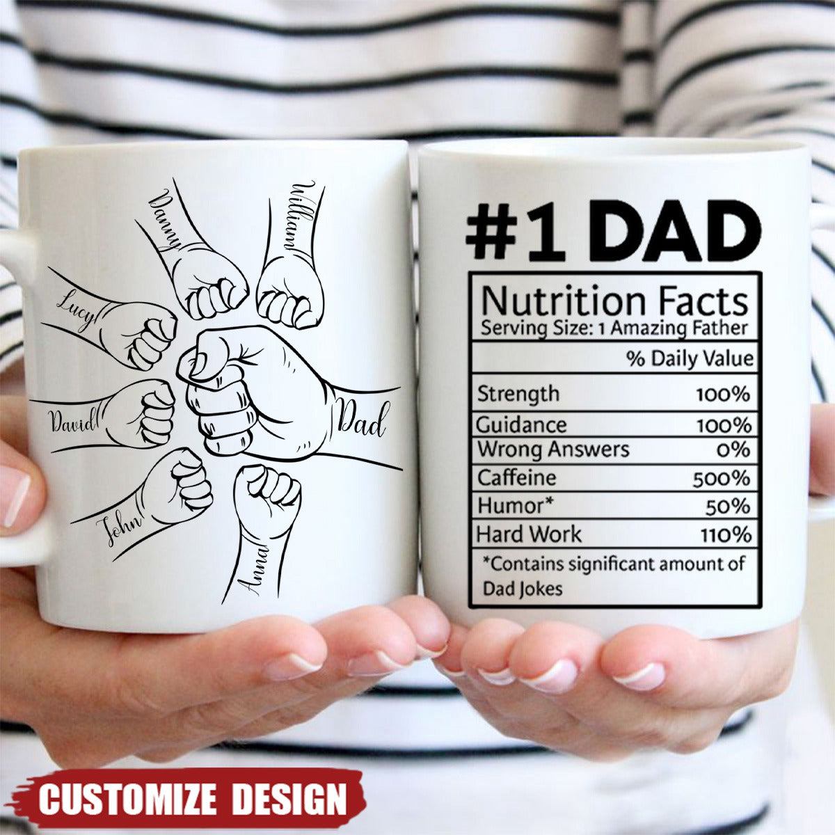 Dad Nutrition Facts Hand Bump - Personalized Mug For Father