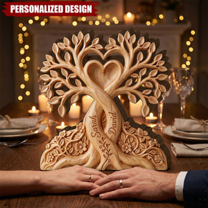 Personalized Wooden Tree of Love Plaque-Gift For Couple