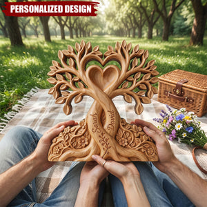 Personalized Wooden Tree of Love Plaque-Gift For Couple