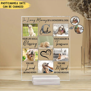 Custom Photo In Loving Memory Of A Wonderful Dog - Pet Memorial Gift, Sympathy Gift - Personalized Vertical Rectangle Acrylic Plaque