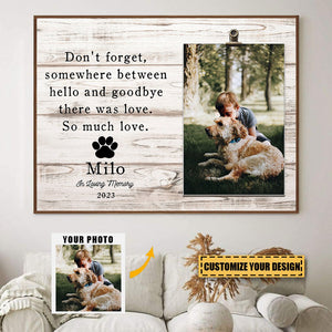 Dog Memorial Gift, Pet Memorial Picture Poster, Personalized Dog Remembrance Photo Premium Canvas Poster