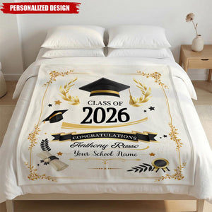 Personalized Graduation Blanket-Class of 2026 Senior Gift