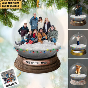Personalized Family, Friends In Christmas Snowball Acrylic Ornament-Upload Photo