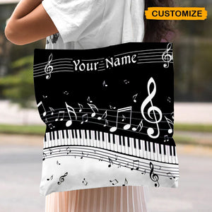 Classic Piano & Music Score Personalized Tote Bag