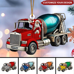 Personalized Cement Mixer Santa Ornament - 2025 New Release Unique Holiday Gift for Construction Fans