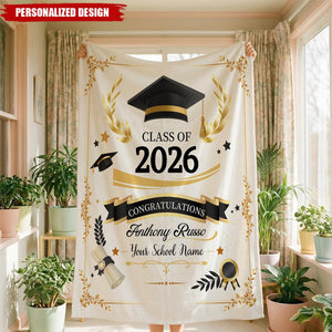 Personalized Graduation Blanket-Class of 2026 Senior Gift