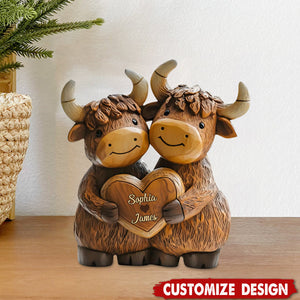 Personalized Cute Highland Cow Couple Acrylic Plaque