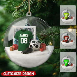 Personalized Dream Locker Soccer Jersey Snow Globe Christmas Ornament - Gift for Soccer Players, Son, Daughter, Grandkids, Team Members