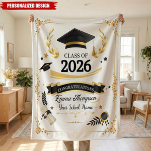 Personalized Graduation Blanket-Class of 2026 Senior Gift
