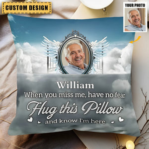 Hug This Pillow And Know I'am Here - Personalized Photo Pillow With Pocket