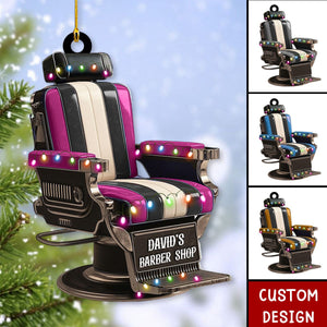 Personalized Barber Shop Chair Christmas Ornament - 2024 New Release
