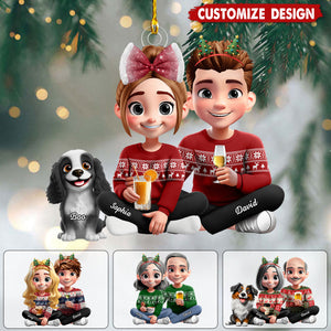 Personalized Couple With Dog Ornament - Gift For Dog Lovers
