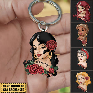 Personalized Vintage Girl Acrylic Keychain