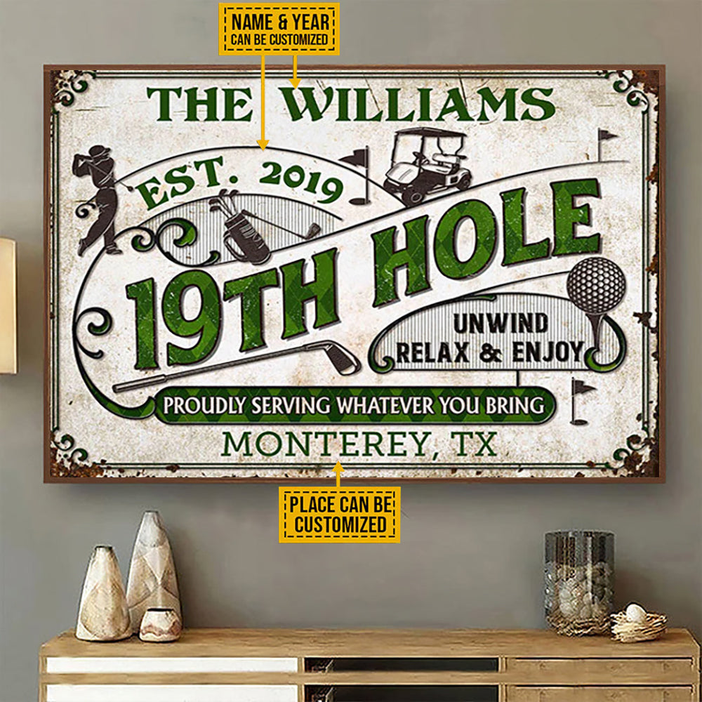 Personalized Golf 19th Hole Proudly Customized Poster-Great Gift idea For your Beloved ones