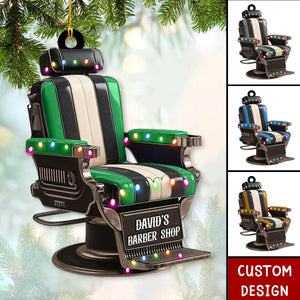Personalized Barber Shop Chair Christmas Ornament - 2024 New Release