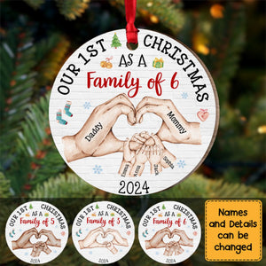Baby's First Christmas As A Family Personalized Circle Ornament