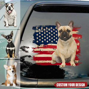 America personalized dog flag printed decal - gift for dog lovers