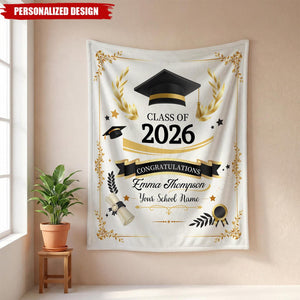 Personalized Graduation Blanket-Class of 2026 Senior Gift