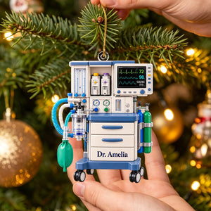 Personalized Anesthesiologist Ornament, Custom Name CRNA Gift Anesthesia Machine Decor for Respiratory Therapist Doctor ICU Nurse