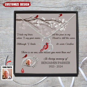 There Is No One Who Misses You More Than Me - Personalized Cardinal Message Card Necklace - Memorial Gift For Family Members