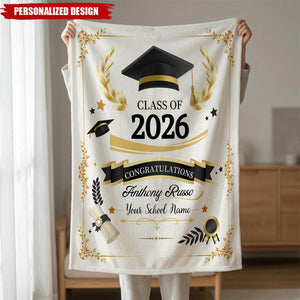 Personalized Graduation Blanket-Class of 2026 Senior Gift