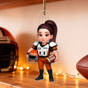 Proud American Football Player - Personalized Acrylic Ornament - Gift For Football Lovers, Grandson, Son, Husband