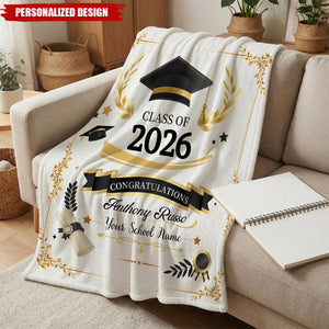 Personalized Graduation Blanket-Class of 2026 Senior Gift