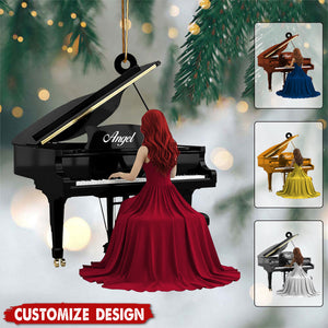 Personalized Grand Piano Christmas Ornament - Gift for Girl Pianist And Player Music Lover