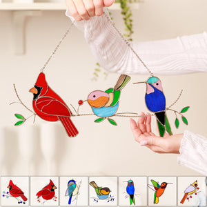 Stained Glass Humming Birds Suncatcher - Gift For Bird Lovers