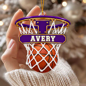 Personalized Custom Name Basketball Hoop Ornament, Sports Keepsake Gift for Players and Coaches