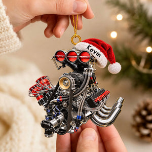 Personalized Drag Racing V8 Engine Ornament - Gifts For Racing Fans Christmas Ornament