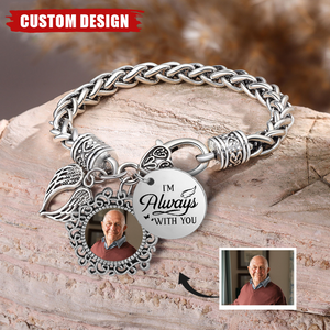 I Am Always With You - Personalized Angel Wing Memorial Bracelet, Sympathy Gift For Friend Or Family