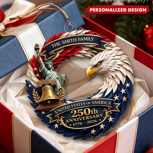 Personalized America 250th Anniversary Wood Ornament - Gifts For Your Family