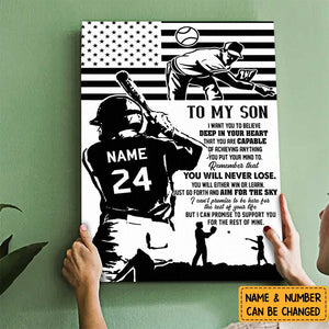 Son You Are Capable Of Achieving Anything Personalized Baseball Poster