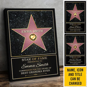 Star Of Fame, Best Mom/Dad Of The Year - Family Personalized Custom Vertical Poster - Mother's Day,Father's Day, Birthday Gift For Mom/Dad