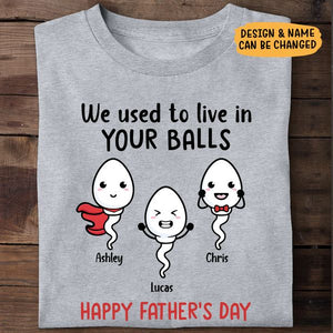 We Used To Live In Your Balls, Personalized Shirt, Custom Gifts For Father