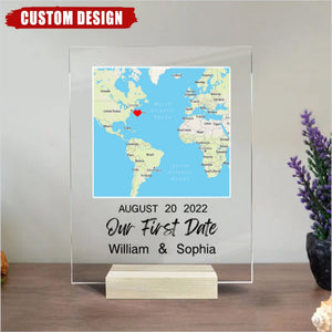 Our First Date Personalized-Map Acrylic Plaque-Gift For Couple