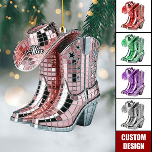 Cowgirl Boots And Hat - Personalized Cowgirl Ornament - Gift For Cowgirl