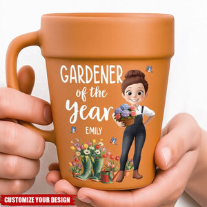 Custom Plant Pot Ceramic Mug - Personalized Garden Gifts For Gardeners - Plant Parent Vibes - Flower Pot Mug